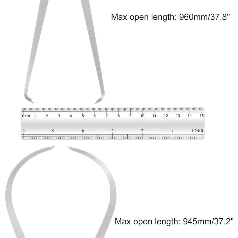 Kozelo Firm Joint Inside Outside Caliper Set - [20 Inch] Stainless Metal Firm Friction Joint Measurement Tool for Size Measuring Use, Silver Tone - Image 5